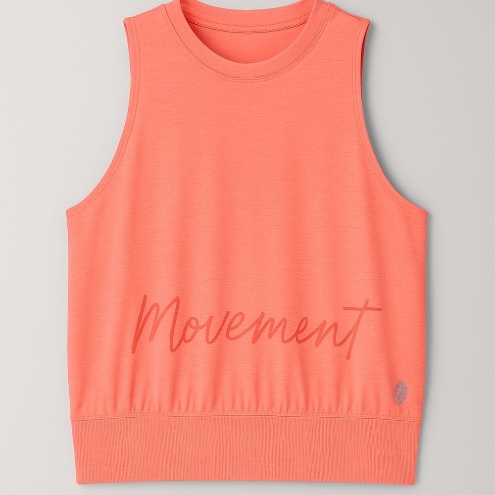 FP Movement Neon Pink/Orange Nylon Cutout Back Muscle Tee Top NWOT XS/S #2039